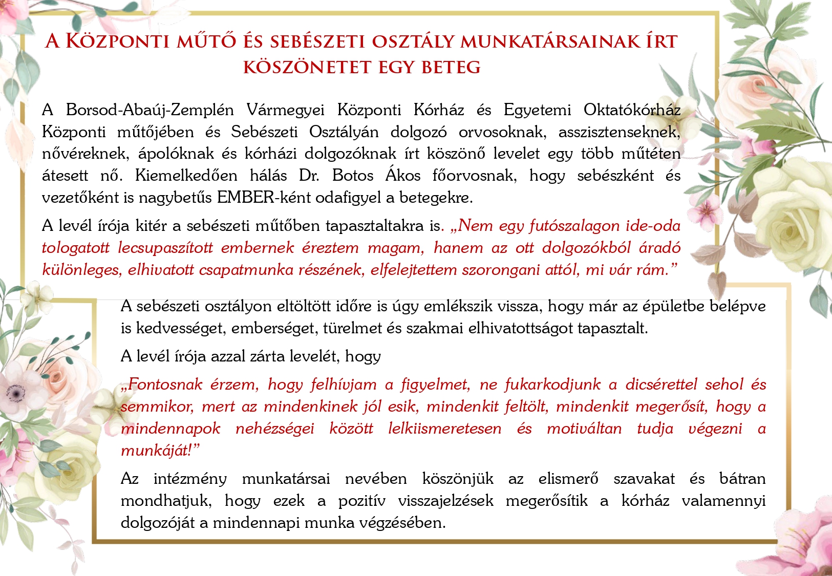 Köszönet szövege.