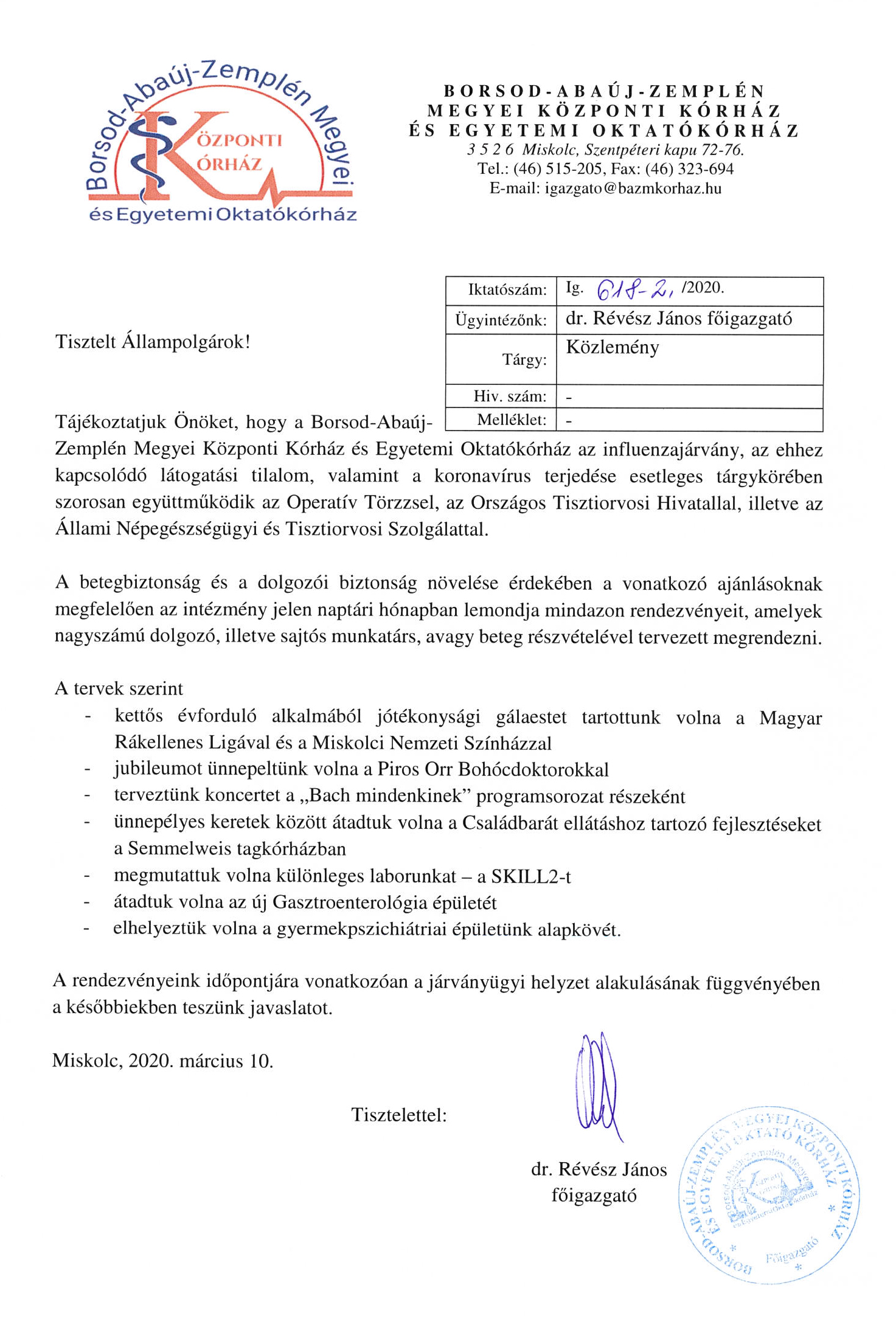 Közlemény-tájékoztató