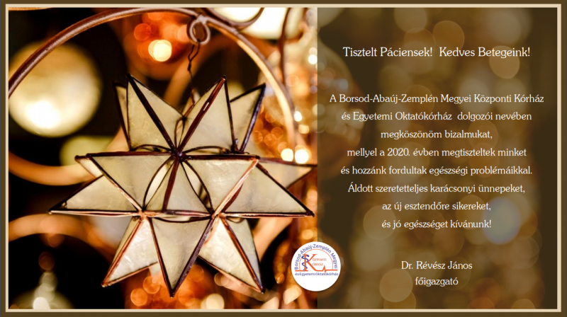 Borsod-Abaúj-Zemplén Megyei Központi Kórház karácsonyi üdvözlete