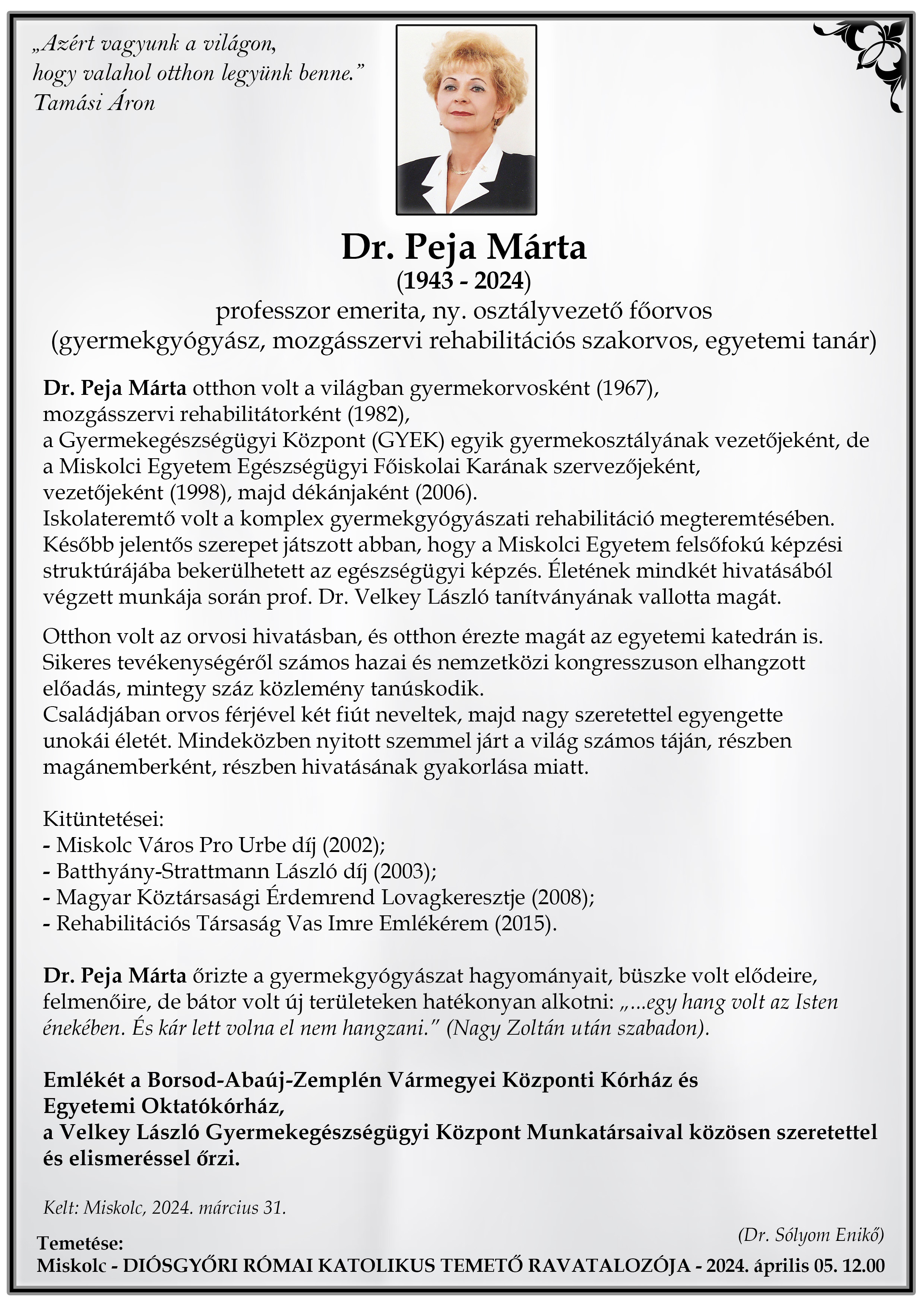 Dr. Peja Márta