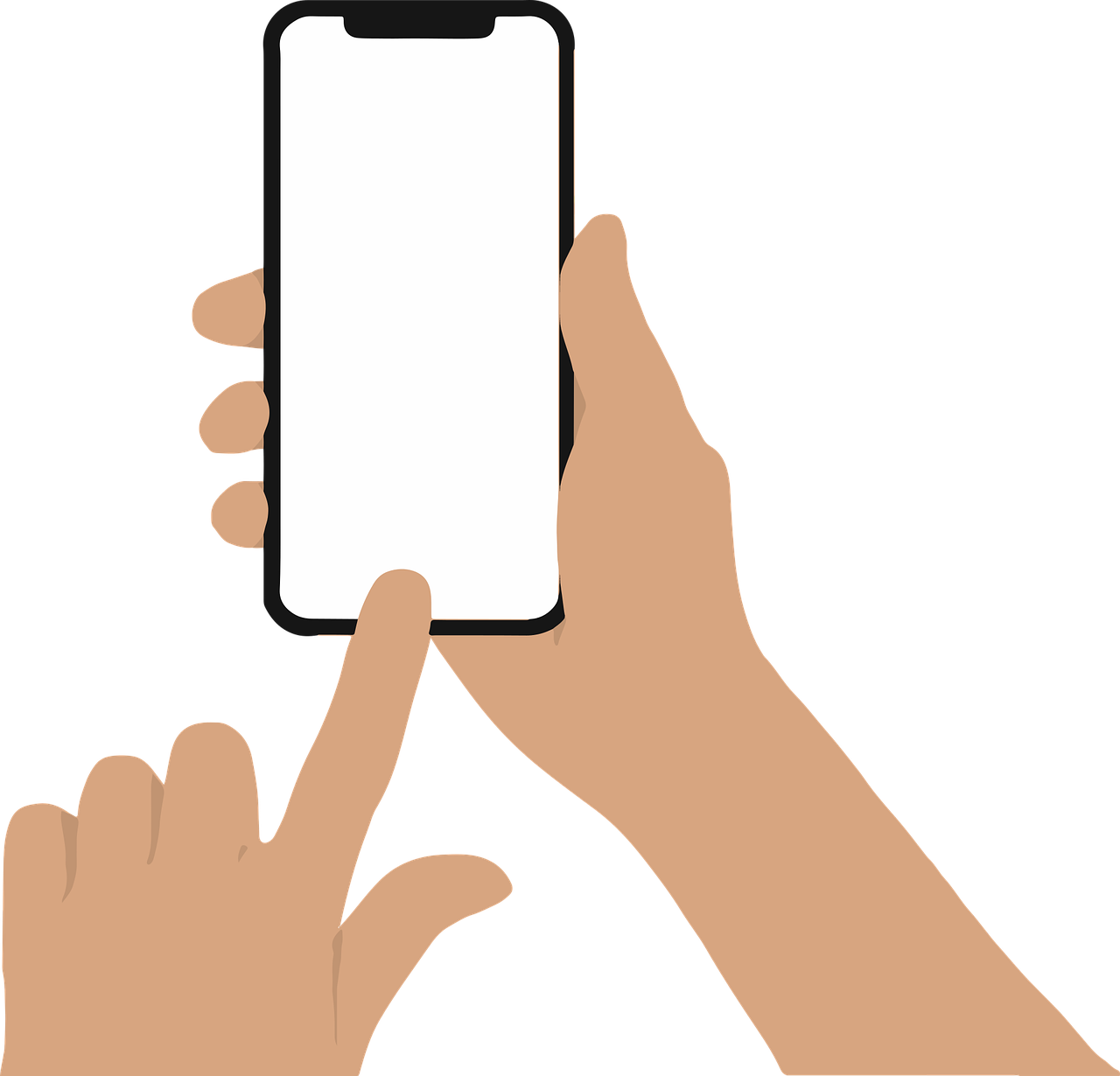 Mobiltelefont nyomkodó kéz